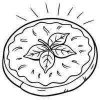 A margherita pizza with fresh basil leaves. glistening in the sunlight as if it's ready to be devour vector