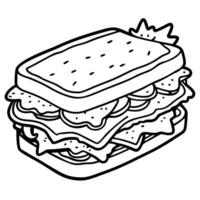 Appetizing blt sandwich with layers of crispy bacon. fresh lettuce. and tomato slices on toasted bre vector