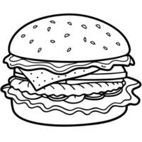 An appetizing bacon cheeseburger. including a beef patty. bacon. cheese. lettuce. and tomato on a bu vector