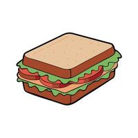 BLT sandwich. isolated on solid white background. di-cut style. realistic photo style. object as mod vector