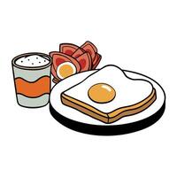 A gourmet breakfast of bacon. egg. and fruit on whole grain toast. The perfect way to start your day vector