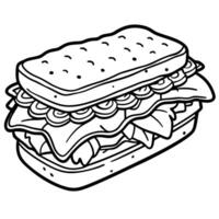 Delicious sandwich stacked with layers of bacon. fresh lettuce. and rich sauce. perfect for a tasty vector