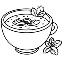 Creamy Pumpkin Soup with Bacon and Parsley in a Wooden Bowl. pumpkin soup. bacon soup. autumn soup. vector