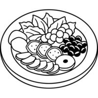 A colorful platter filled with sliced meats cheeses olives and grapes perfect for a party or gatheri vector
