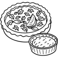 Delicious Quiche Lorraine with Crispy Bacon. Onions. and Melted Cheese. Served with Side Salad Close vector