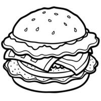 Close-up of a greasy and delicious breakfast sandwich with eggs. bacon. and cheese on a buttered bun vector