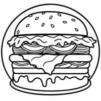 Delicious Cheeseburger with Bacon. Lettuce. Tomato. Onion. and Melting Cheese on a Wooden Surface vector