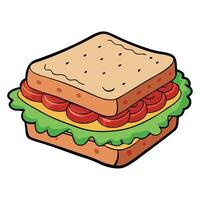 Close-up view of a delicious bacon. lettuce. and tomato sandwich on toasted bread. ready to enjoy vector