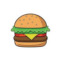 A Cheeseburger with beef. lettuce. tomato. onion and cheese. Cucumber with traditinal background vector