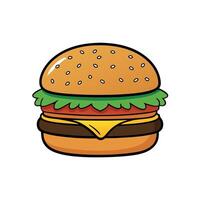 Fresh delicious hamburger isolated on black dark background with copy space and place for text AI. vector