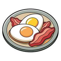 Delicious fried eggs with bacon on a Plate isolated on transparent background Remove . Clipping P vector