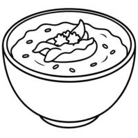 A creamy and comforting potato soup with bits of crispy bacon and a dollop of sour cream on top vector