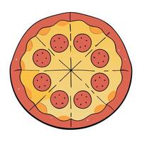 Hawaiian pizza with ham and pineapple. Top view on Hawaiian pizza isolated on white background. vector