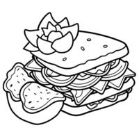 Appetizing BLT Sandwich with Crispy Bacon. Lettuce. Tomato. and Potato Chips on the Side vector