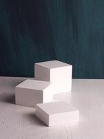 box mock up square photo product cube realistic white smart object packaging background board shadow