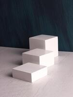 box mock up square photo product cube realistic white smart object packaging background board shadow