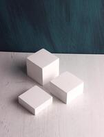 box mock up square photo product cube realistic white smart object packaging background board shadow
