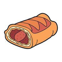 A modern interpretation of beef wellington. with a perfect pastry shell. sliced open to reveal vector