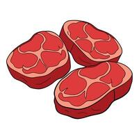 Assorted raw steaks set. top viewFresh meat cuts collection isolated on white background. vector