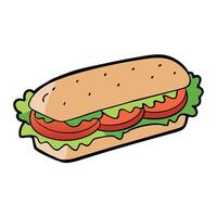 Generated illustration of ciabatta sandwich with lettuce. tomatoes prosciutto and cheese vector