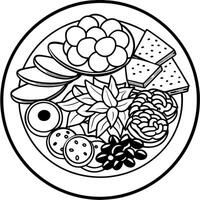 Apperizer - Antipasto Platter with Assorted Meats. Cheeses. Olives. and Pickled Vegetables vector