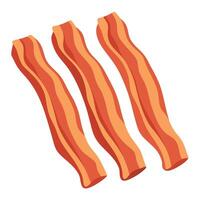 Five strips of crispy fried bacon isolated on transparent background. suitable for breakfast or culi vector