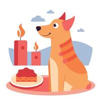 A dog looks longingly at a plate of bacon. embodying a mix of desire and patience. set in a cozy hom vector