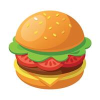 Hamburger with vegetables on plate. isolated on transparent background. file. professional studio ph vector