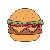 Bacon Mushroom Burger. Delicious burger with bacon and mushrooms isolated on transparent background vector