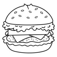 Chicken burger with crispy cutlet in breaded. cheese and vegetables isolated transparent background vector