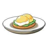 Eggs Benedict on a plate isolated on white transparent background. angle view. ultra realistic. vector
