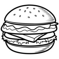 Juicy burger with double patty and cheddar cheese. Close-up. side view. On a dark background. vector