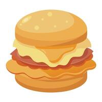 Biscuit sandwich with bacon. egg and cheese vector
