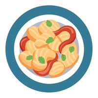 Homemade Gnocchi with Bacon and Chives vector