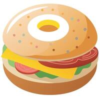 Bagel sandwich with bacon. egg. and cheese. vector