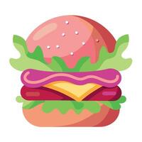 Artistic Pink Burger with Lettuce and Bacon vector