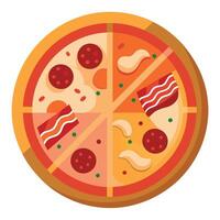 Barbecue pizza with bacon chicken and sauce vector