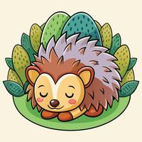 Adorable Cartoon Image of a Sleeping Hedgehog vector