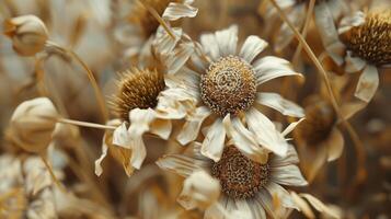 Dried flower daisies pattern which has withered or lacks water botanical background photo