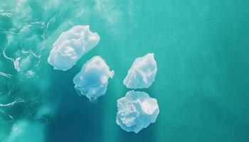 Large chunks of ice in the ocean top of view landscape photo