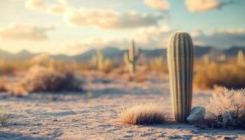 Shape number 1 made from cactus plant textured in desert background photo