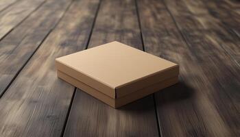 blank brown carton cardboard delivery package mockup container square photo