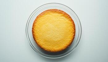 Corn bread flurry cake homemade on white table flat lay for tea time photo