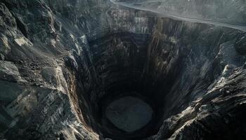 Open pit hole mineral from aerial photo resource mining activity