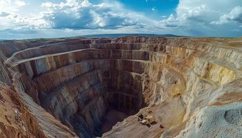 Open pit hole mineral from aerial photo resource mining activity