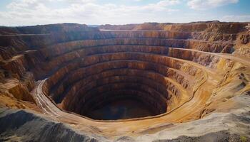 Open pit hole mineral from aerial photo resource mining activity
