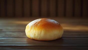 Milk bun bread homemade gluten free fluffy cake on wooden table photo