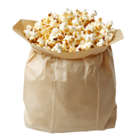 Freshly popped popcorn in a paper bag for snacking transparent png