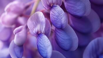 Wisteria flower extreme closeup macro photo detail foliage petal surface