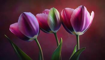 Tulip beauty pink flower darkness blurred background photo